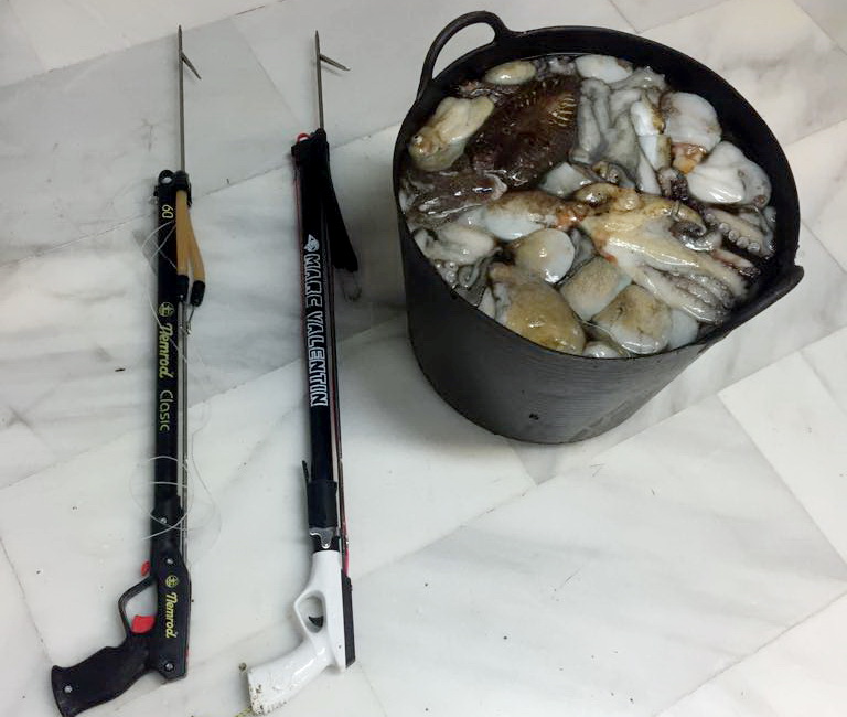 La Policía Local de Almuñécar incauta a dos buzos más de 38 kilos de pulpo y jibia en La Herradura 